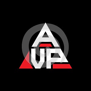 AVP triangle letter logo design with triangle shape. AVP triangle logo design monogram. AVP triangle vector logo template with red