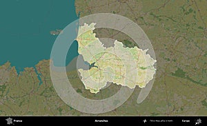 Avranches highlighted, France. OpenStreetMap Humanitarian photo