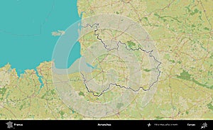 Avranches outlined, France. OpenStreetMap Humanitarian photo