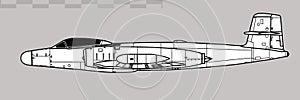 Avro Canada CF-100 Mk5 Canuck. Vector drawing of long-range interceptor aircraft.