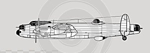 Avro Lancaster. Vector drawing of WW2 heavy bomber.