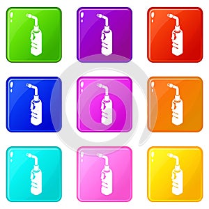 Avto welding torch icons set 9 color collection