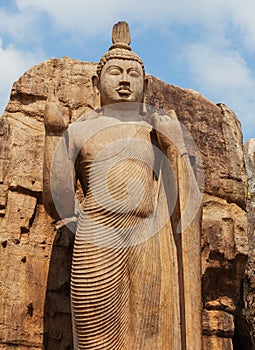 Avukana statue is standing statue of Buddha