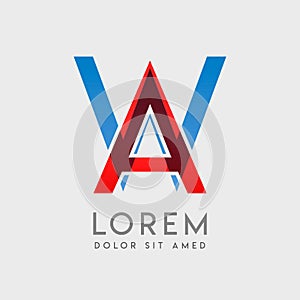 AW logo letters with blue and red gradation