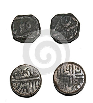 Awadh Princely State Copper Coin and Gujarat Sultanate Coin