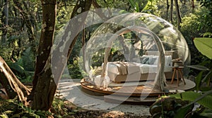 Awaken your senses in our serene sleep dome where comfort and tranquility come together to create the perfect atmosphere