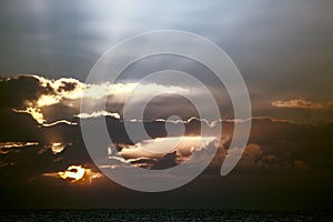 Awakening. Soft spiritual image of sunrise or sunset over tropic