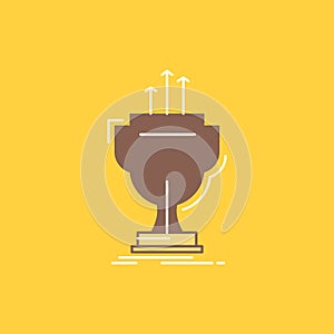 award, competitive, cup, edge, prize Flat Line Filled Icon. Beautiful Logo button over yellow background for UI and UX, website or