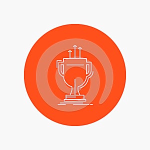 award, competitive, cup, edge, prize White Line Icon in Circle background. vector icon illustration