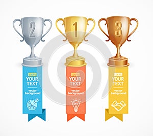 Award Cup Menu Infographic Option Banner Card. Vector