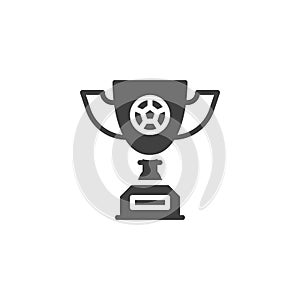 Award cup with soccer ball vector icon