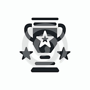Award cup with star vector icon. Trophy cup glyph icon.