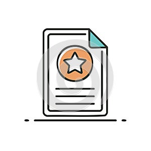 Award document vector design icon illustration with star certificate document award achievement qualification