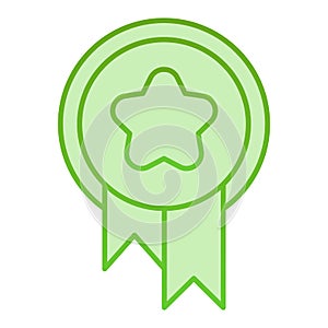 Award flat icon. Medal with ribbon green icons in trendy flat style. Pet award gradient style design, designed for web