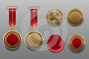 Award golden blank medals 3d realistic illustration