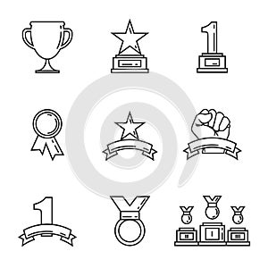 Award icon golden cups for winners. Sport trophy. Linear style. Vector