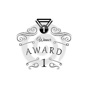 Award medal badge icon. Winner. Isolated on white.