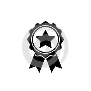 Award medal icon in flat style. Rosette symbol