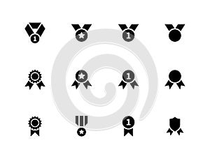 Award and medal icons on white background. photo