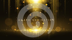 Award nomination ceremony luxury background with golden glitter sparkles and bokeh. Vector presentation shiny poster. photo
