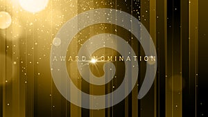 Award nomination ceremony luxury background with golden glitter sparkles, lines and bokeh. Vector presentation shiny photo
