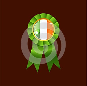 Award ribbon cockade in national Ireland flag colours