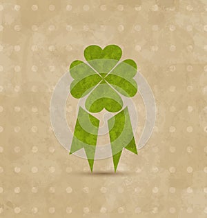 Award ribbon with four-leaf clover for St. Patrick