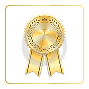 Award ribbon gold icon laurel wreath crown