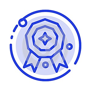 Award, Star, Prize Blue Dotted Line Line Icon