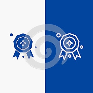 Award, Star, Prize Line and Glyph Solid icon Blue banner Line and Glyph Solid icon Blue banner