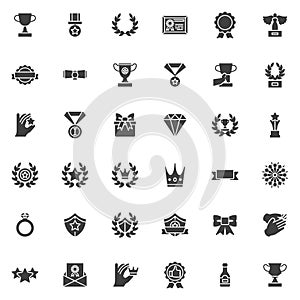 Award trophy vector icons set