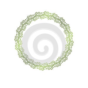 Award vintage circular frame with clear copy space made as spring design decorated with green tree leaves. Vector retro style lab photo