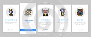 Award For Winner In Championship Onboarding Icons Set Vector