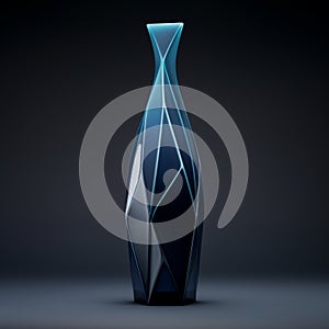 Award-winning Blue Abstract Vase: Futuristic Spacecraft Design