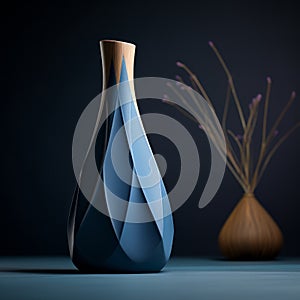 Award-winning Blue Vase With Contrasting Colors And Sharp Focus