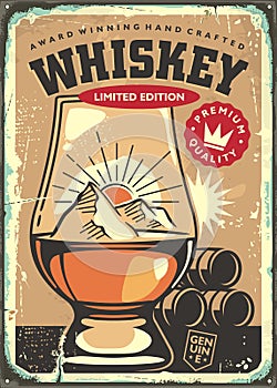 Award winning hand crafted whiskey retro sign