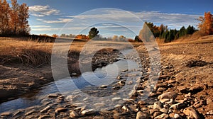 Award-winning Hdr Photography: Sand Dunes Stream With River Stones In Fall