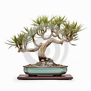 Award-winning Phoenician Art Style Bonsai Tree On White Background