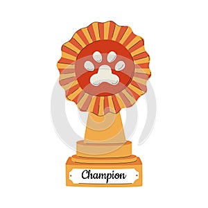 An award-winning statuette for a pet show or exhibition. Flat vector illustration isolated on a white background