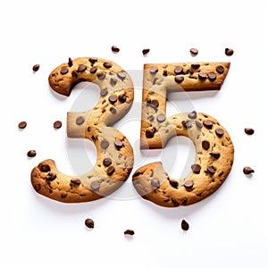 Award-winning Tilt-shift Photography: 35 Cookie Shaped Number On White Background