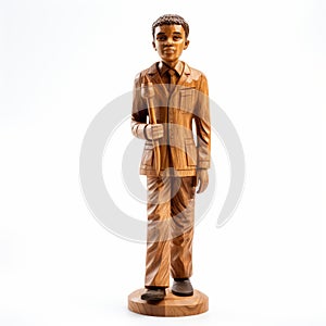 Award-winning Wood Statue Of A Child In A Suit And Tie photo