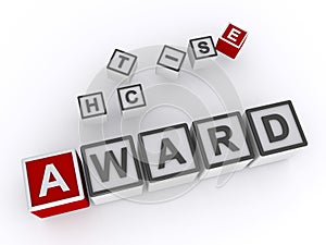 award word block on white photo