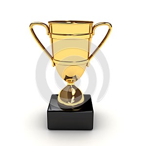 Awarding cup over white background photo