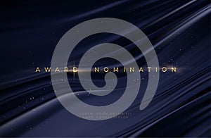 Awarding the nomination ceremony luxury black wavy background with golden glitter sparkles. Vector background photo