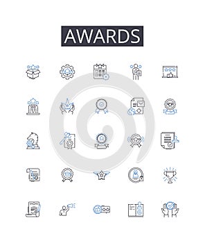 Awards line icons collection. Counting, Summing, Tabulating, Calculating, Enumerating, Reckoning, Totaling vector and