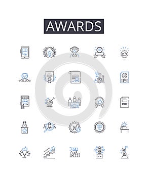 Awards line icons collection. Honors, Prizes, Trophies, Rewards, Accolades, Distinctions, Achievements vector and linear