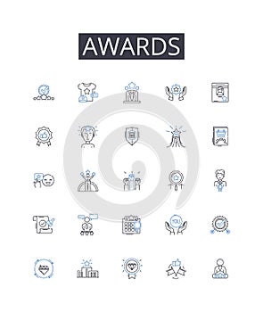 Awards line icons collection. Honors, Prizes, Trophies, Rewards, Accolades, Distinctions, Achievements vector and linear