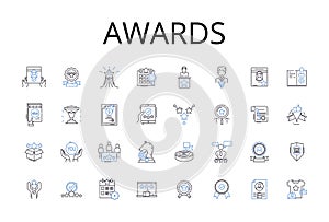 Awards line icons collection. Honors, Prizes, Trophies, Rewards, Accolades, Distinctions, Achievements vector and linear