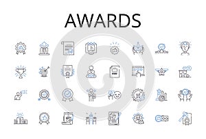 Awards line icons collection. Honors, Prizes, Trophies, Rewards, Accolades, Distinctions, Achievements vector and linear