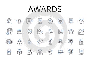 Awards line icons collection. Honors, Prizes, Trophies, Rewards, Accolades, Distinctions, Achievements vector and linear